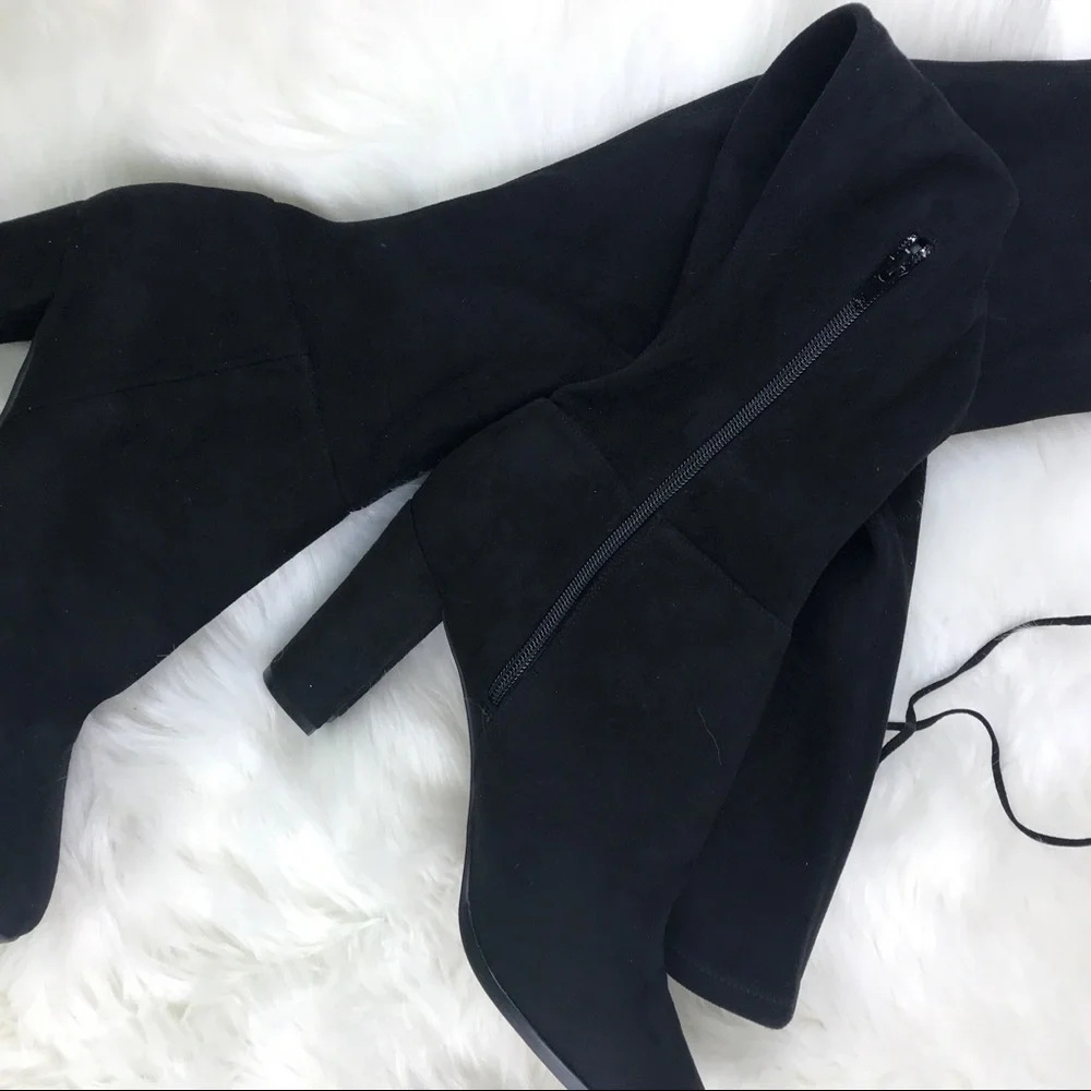 Dolce Vita Black Over-the-Knee Suede Block Heel Boots
